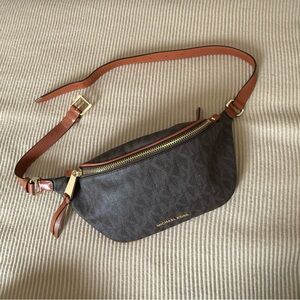 Michael Kors Brown and tan Logo Belt Bag / Crossbody